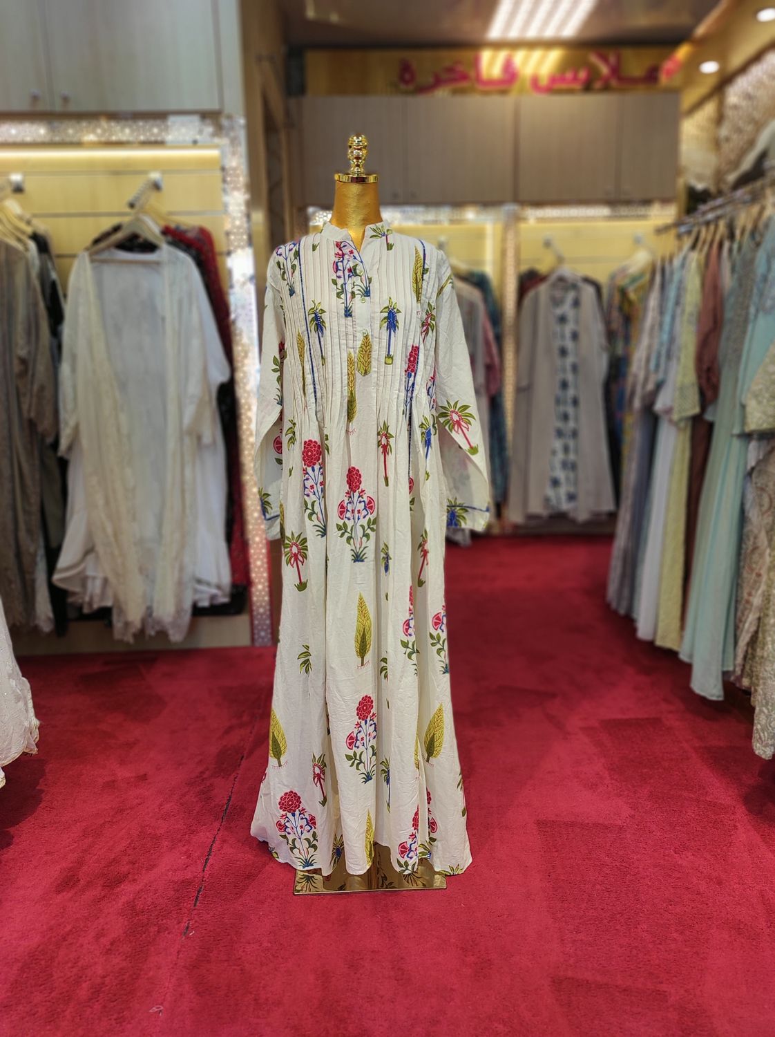 L/XL  Afra Printed Cotton Dress 57&quot; Long Jalabiya