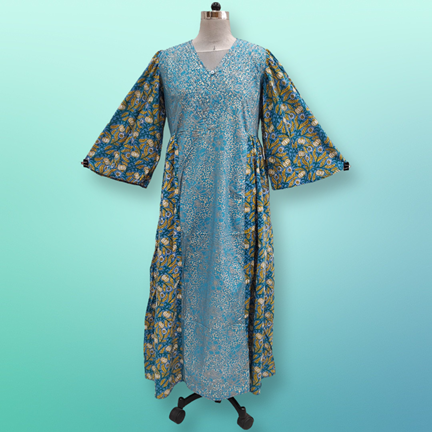L/XL Zaheera Printed Cotton Dress 57&#39;&#39; Long Jalabiya