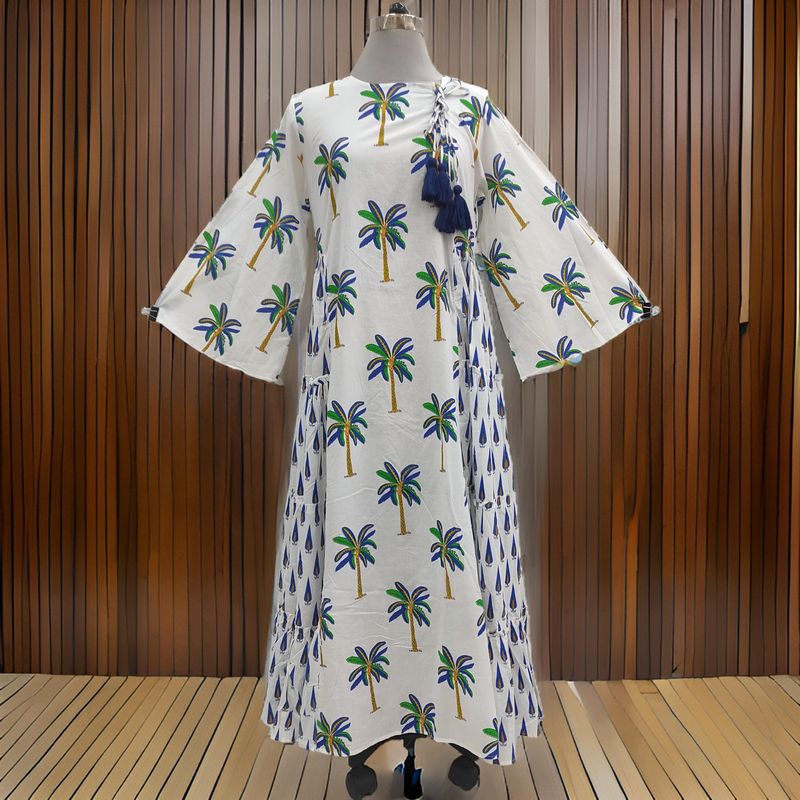 L/XL Cindrella Printed Cotton Dress 57&quot; Long Jalabiya