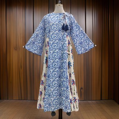 L/XL Cinderella Printed Cotton Dress 57&quot; Long Jalabiya
