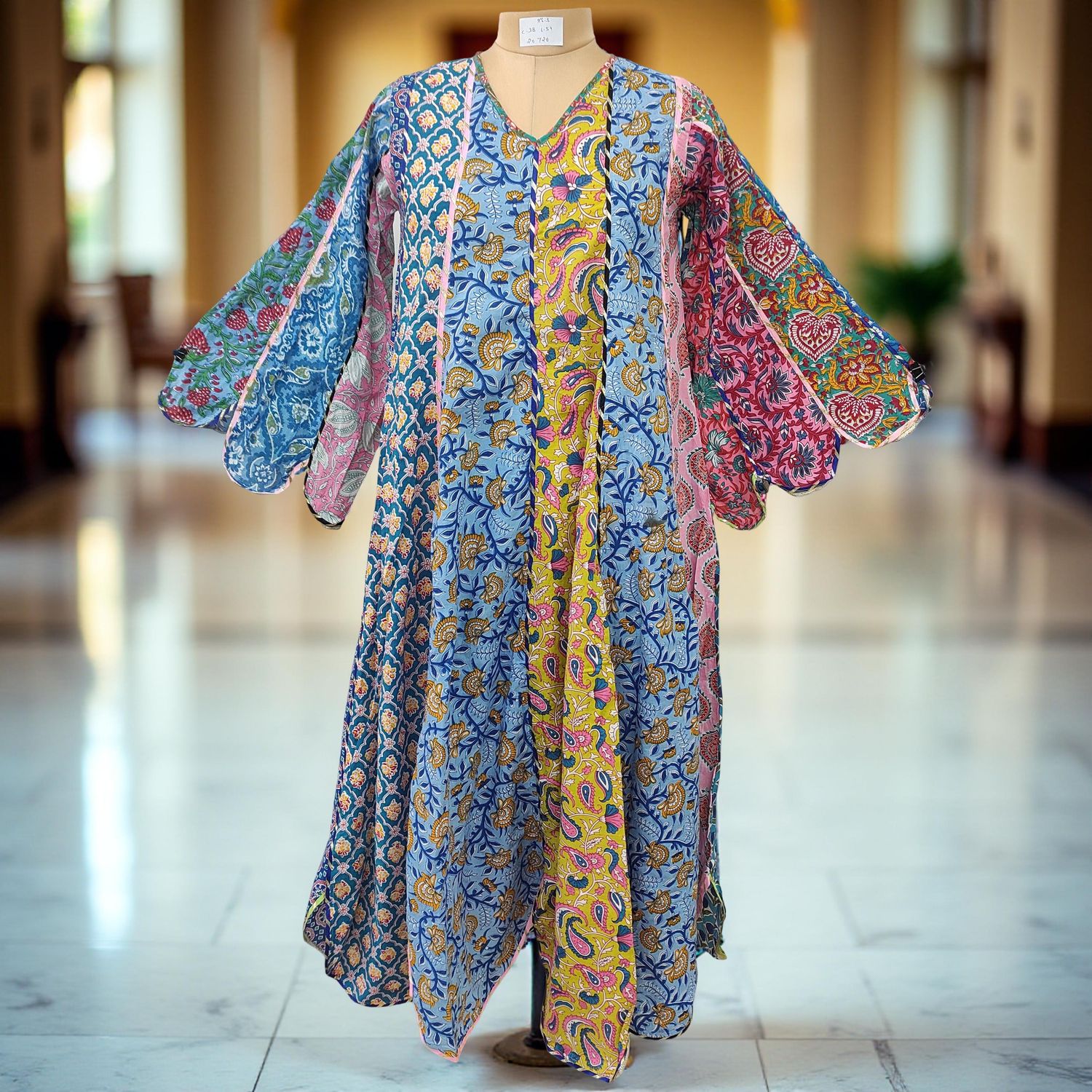 XS/S Meher Multi Printed Cotton Dress 54&quot; Long Jalabiya
