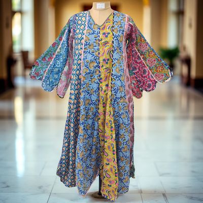 XS/S Meher Multi Printed Cotton Dress 54&quot; Long Jalabiya