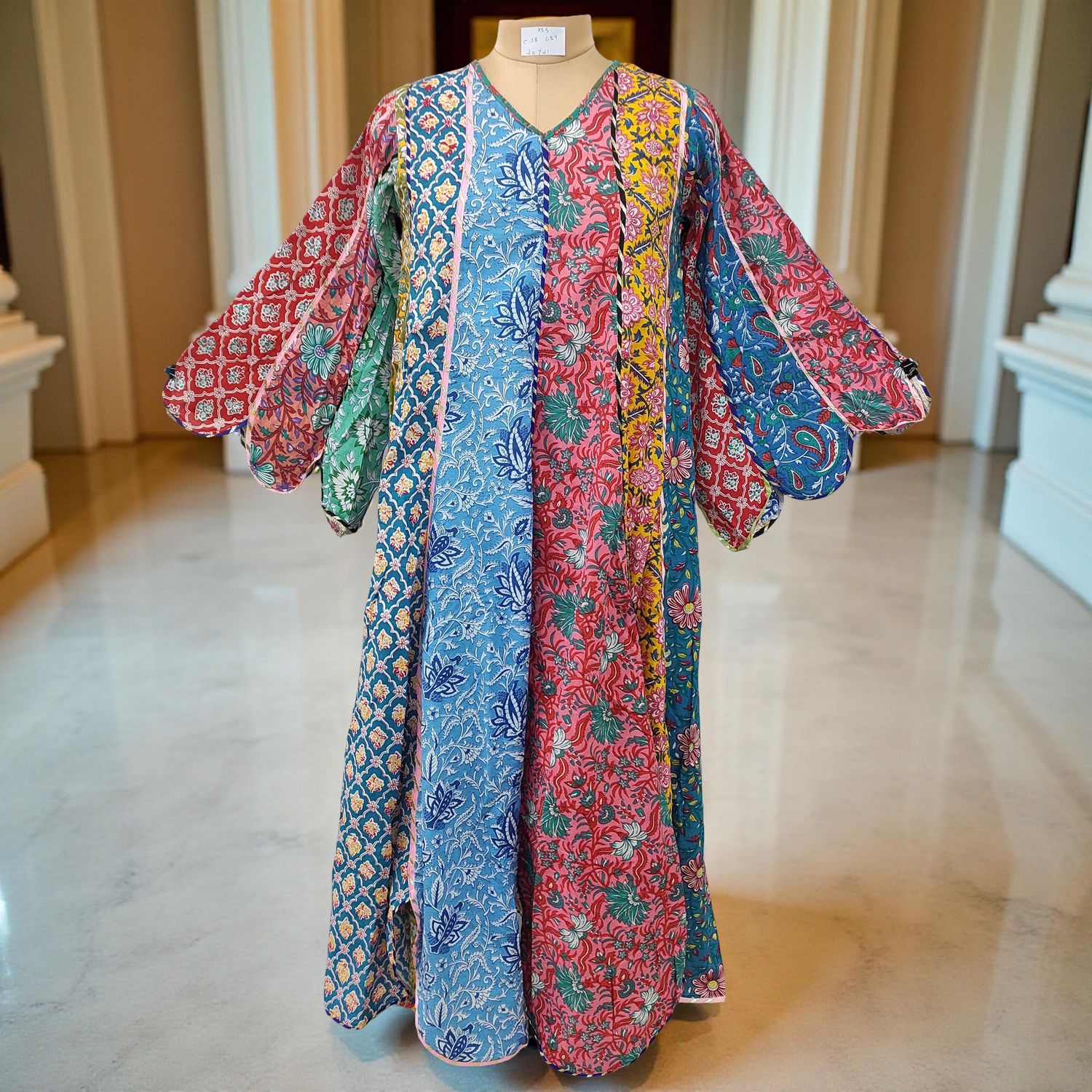 XS/S Meher Multi Printed Cotton Dress 54&quot; Long Jalabiya
