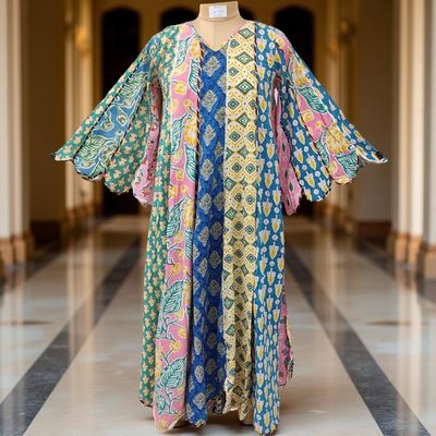 XS/S Meher Multi Printed Cotton Dress 54&quot; Long Jalabiya