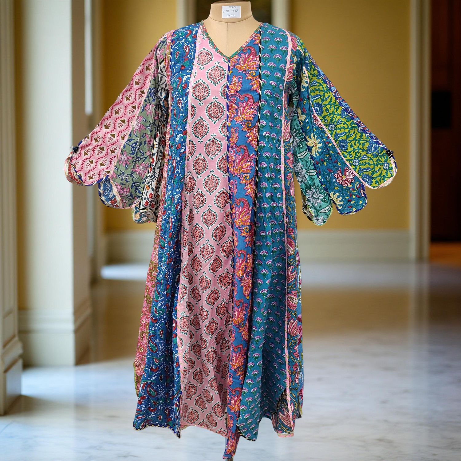 XS/S Meher Multi Printed Cotton Dress 54&quot; Long Jalabiya