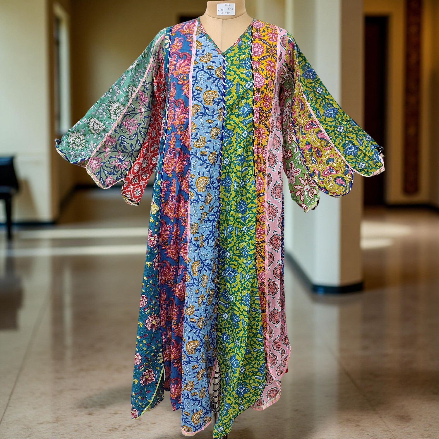 XS/S Meher Multi Printed Cotton Dress 54&quot; Long Jalabiya