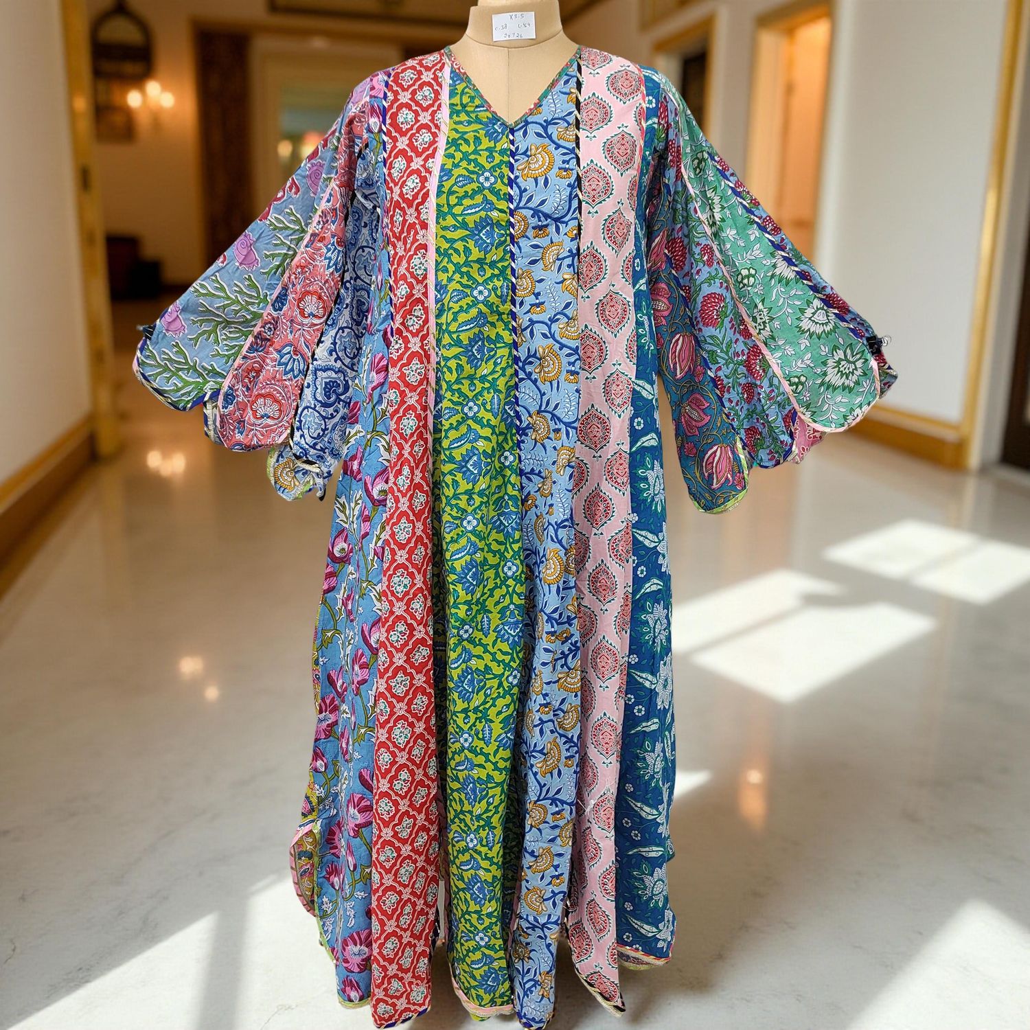 XS/S Meher Multi Printed Cotton Dress 54&quot; Long Jalabiya