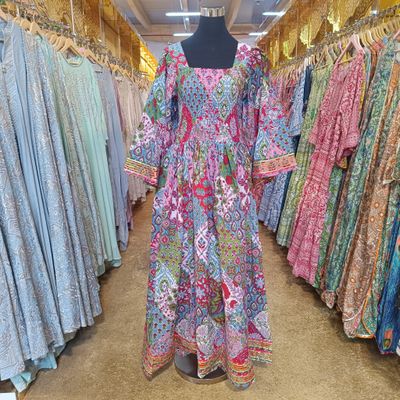 L/XL Elzina Printed Cotton Dress 57&quot; Long Jalabiya