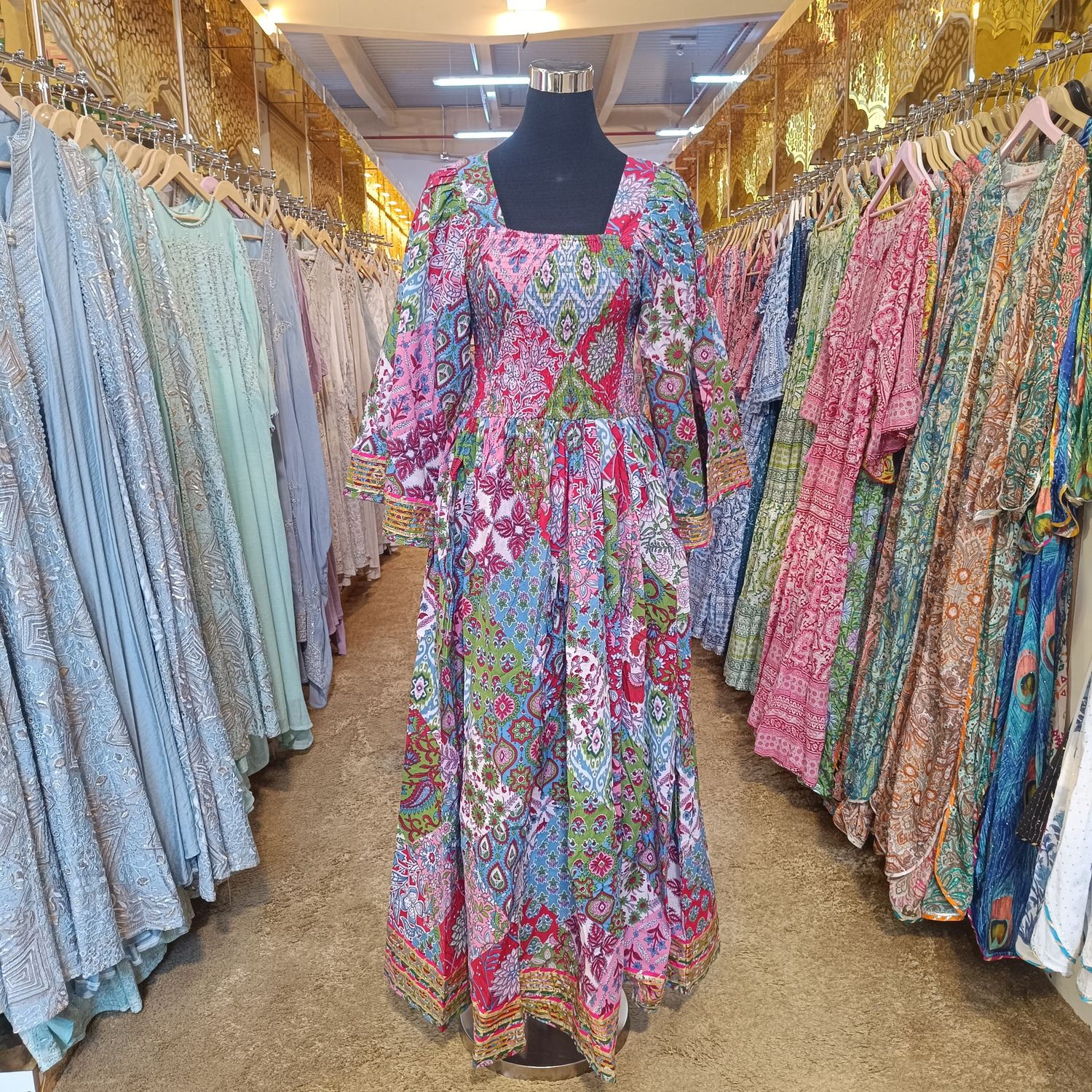 XS/S Elzina Printed Cotton Dress 54&quot; Long Jalabiya