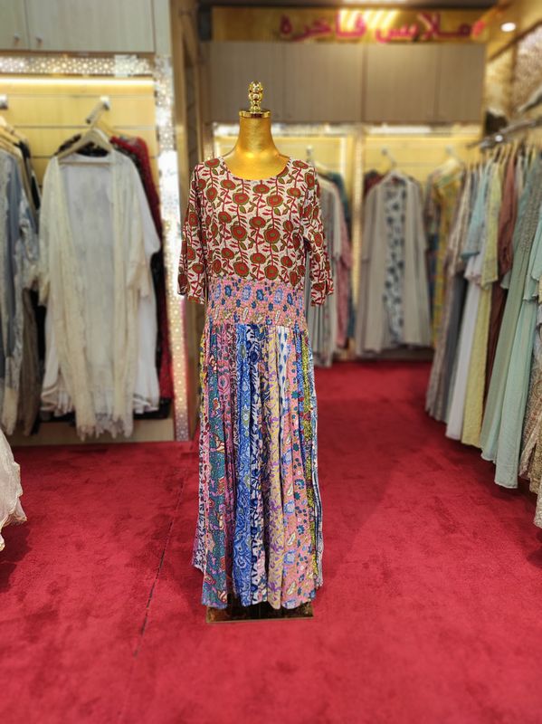 S/M Special Multi Printed Cotton Dress 57&quot; Long Jalabiya