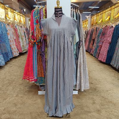 S/M Amani Crystal  Plain Solid Cotton Dress 56&quot; Short Sleeves Jalabiya