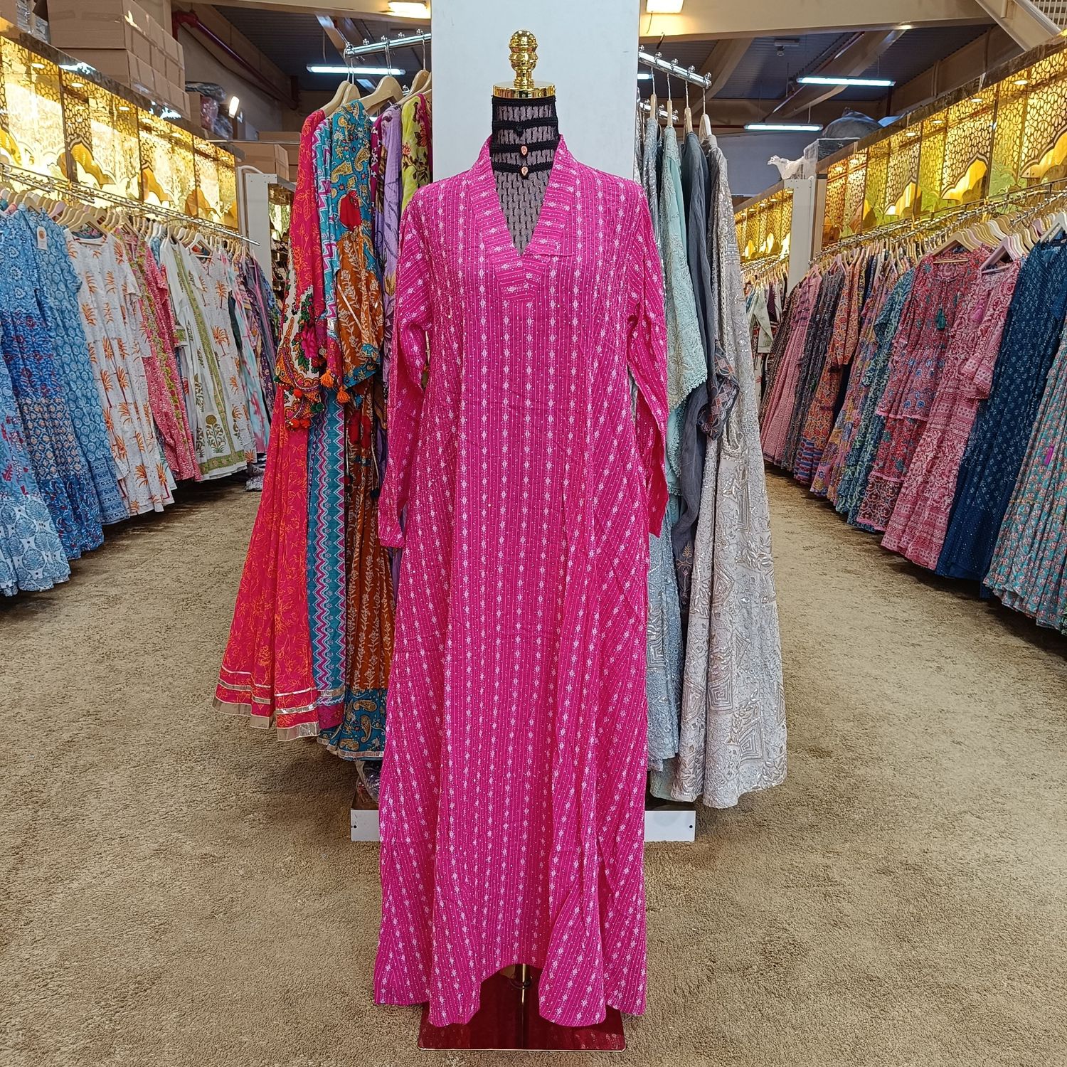 S/M Teena Crystal Cotton Dress 56&quot; Long Jalabiya