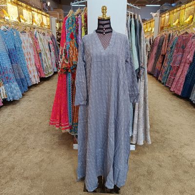 L/XL Teena Crystal Black Cotton Dress 56&quot; Jalabiya