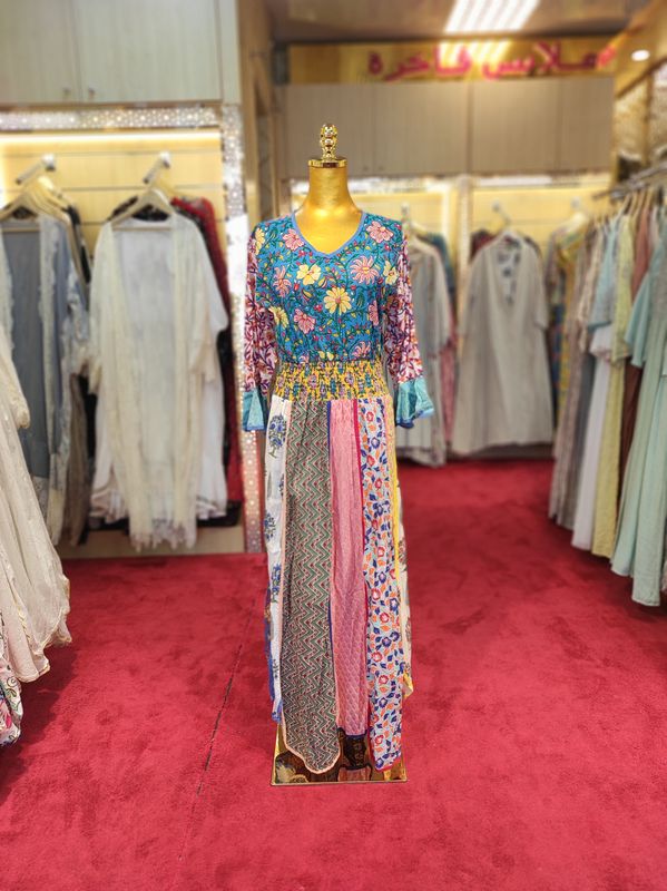 S/M Zayna Printed Cotton Dress 57&quot; Long Jalabiya