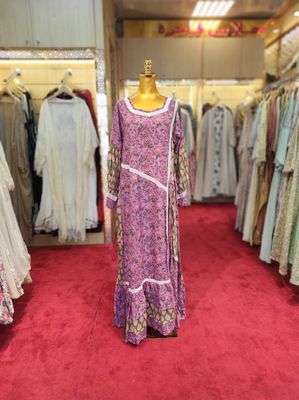 S/M Ayaana Printed Cotton Dress 57&quot; Long Jalabiya
