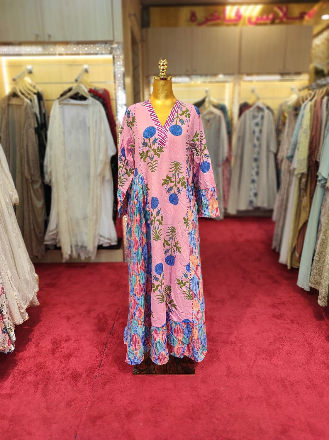 S/M Special Multi Printed Cotton Dress 57&quot; Long Jalabiya