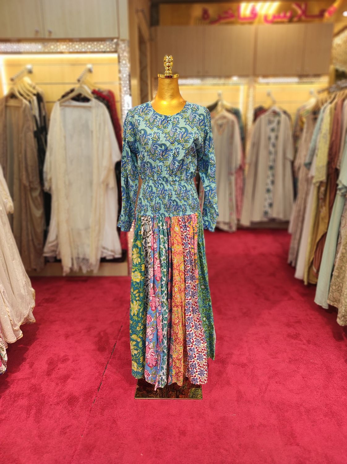S/M Special Multi Printed Cotton Dress 57&quot; Long Jalabiya