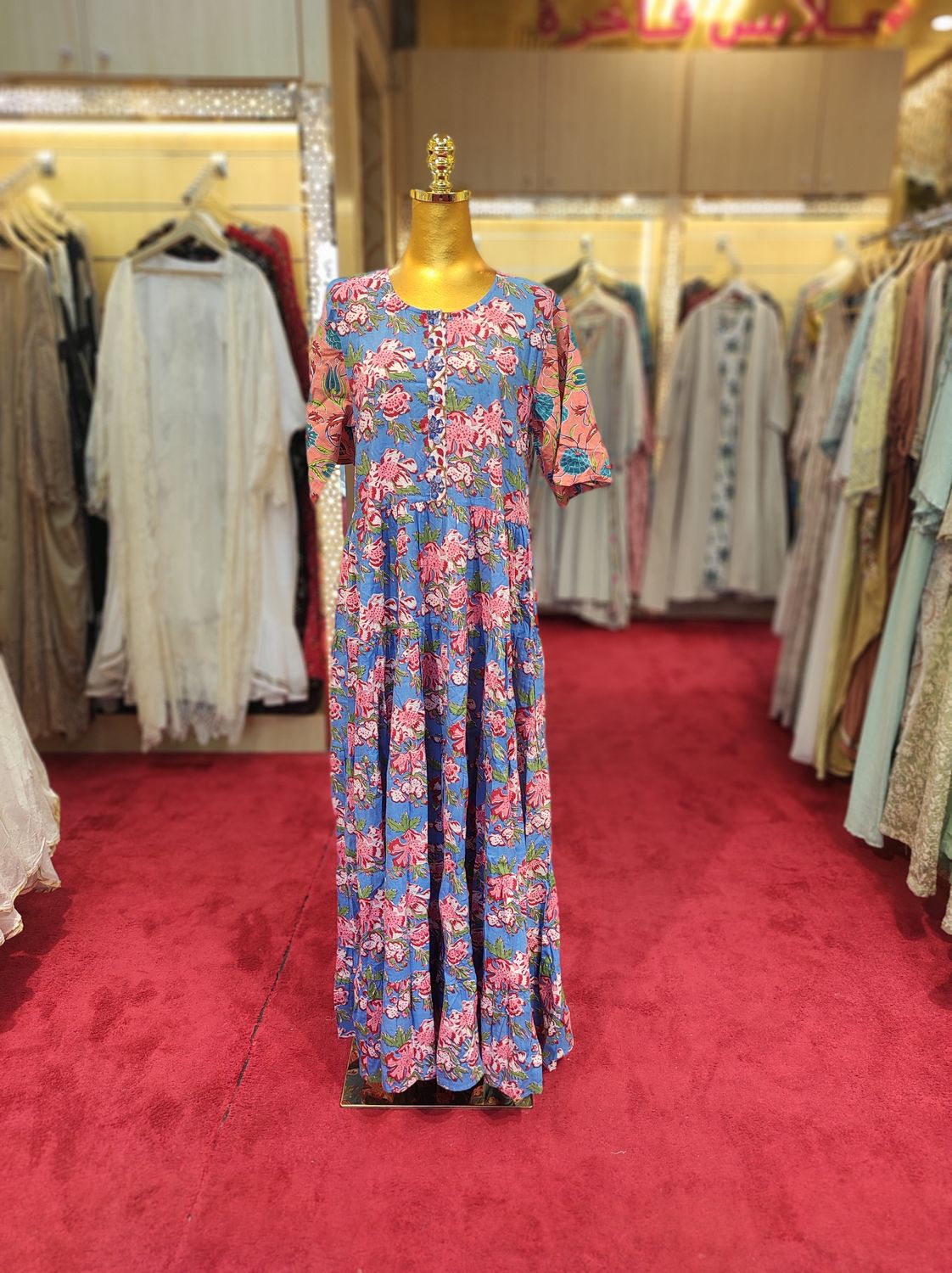 S/M Special Multi Printed Cotton Dress 57&quot; Long Jalabiya