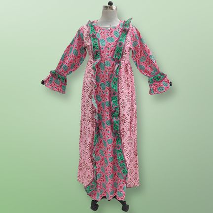 S/M Myza Printed Cotton Dress 57&quot; Long Jalabiya