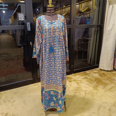 S/M Ebrah Printed Cotton Dress 57&quot; Long Jalabiya