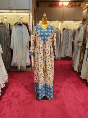 S/M Zaria Printed Cotton Dress 57&quot;Long Jalabiya