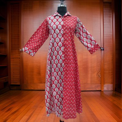 S/M Singapore Printed Cotton Dress 57&quot; Long Jalabiya