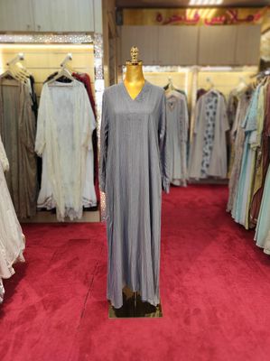 XS/S Teena Blue Printed Cotton Dress 54&quot; Long Jalabiya