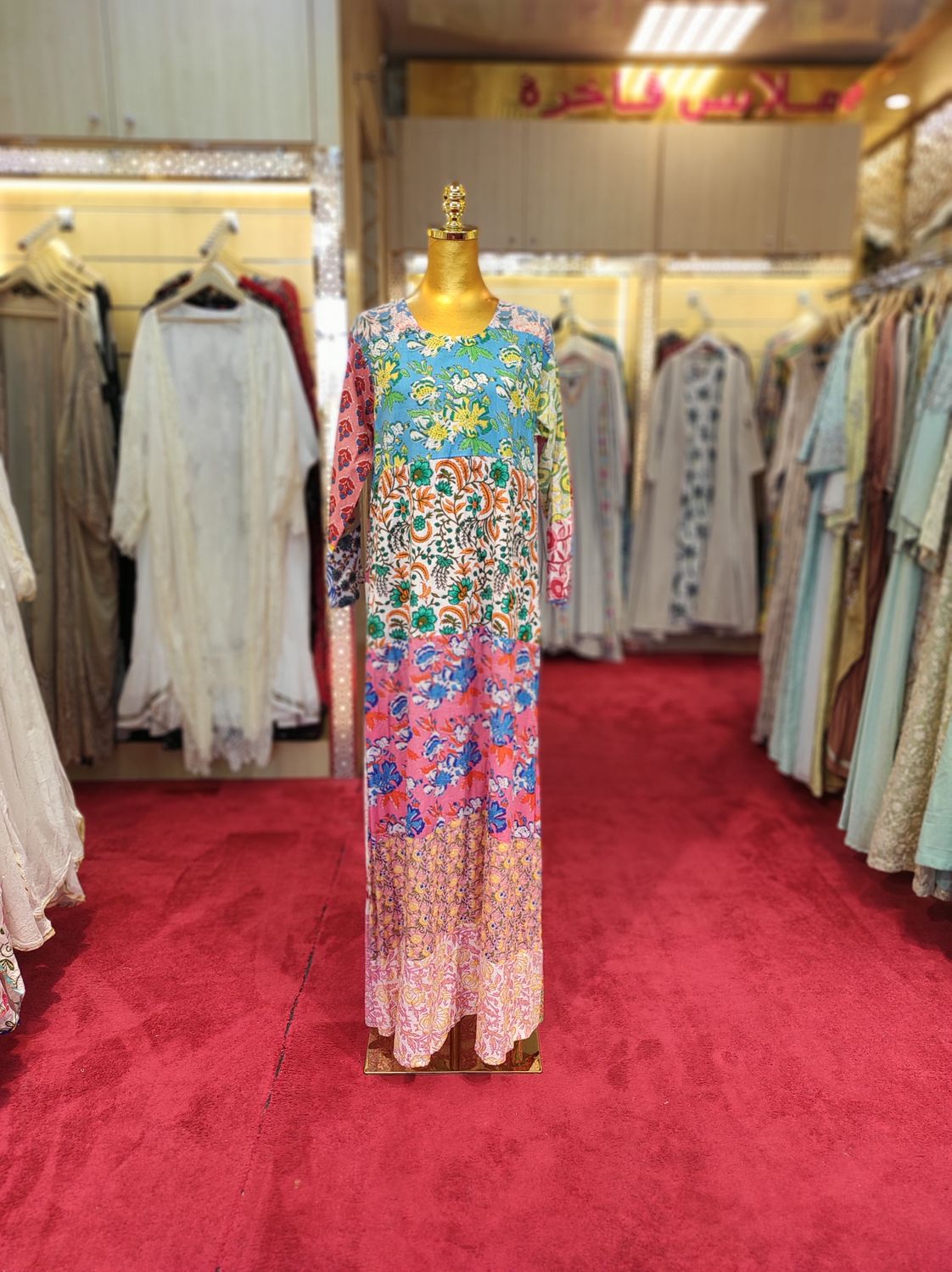 S/M Special Multi Printed Cotton Dress 57&quot; Long Jalabiya