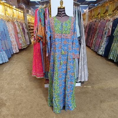 L/XL Anaya Crystal  Printed Cotton Dress 57&quot; Long Jalabiya