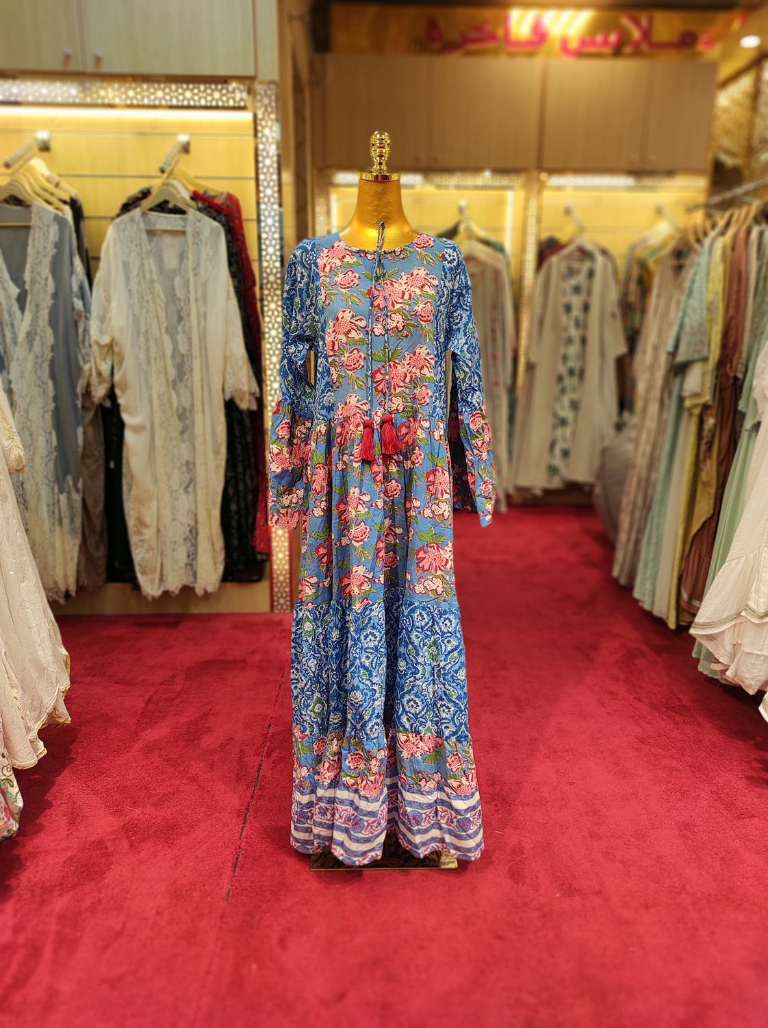 S/M Special Multi Printed Cotton Dress 57&quot; Long Jalabiya