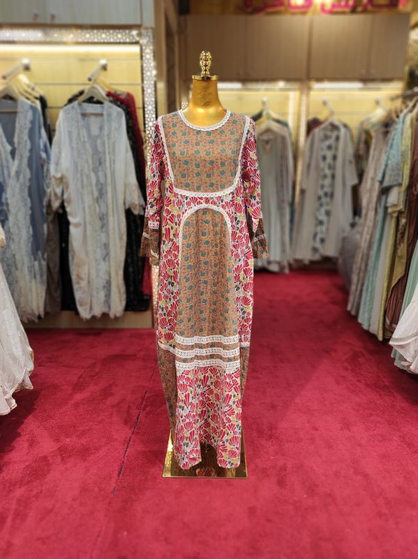 S/M Special Multi Printed Cotton Dress 57&quot; Long Jalabiya