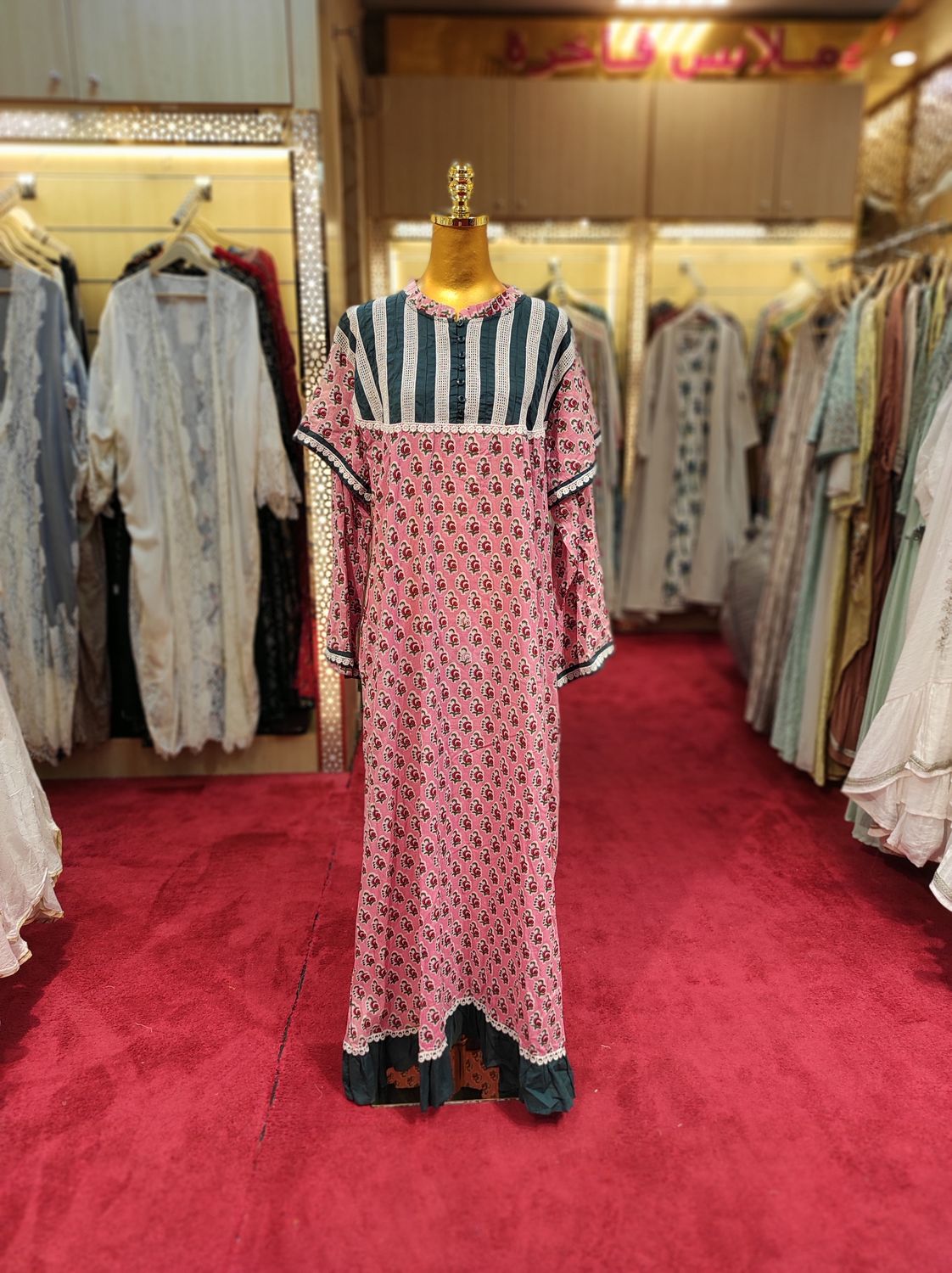L/XL Narina Printed Cotton Dress 57&quot; Long Jalabiya