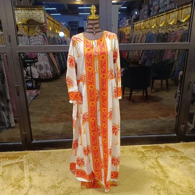 L/XL Crystal Bhopali Printed And Hand work Cotton Dress 57&quot; Long Jalabiya