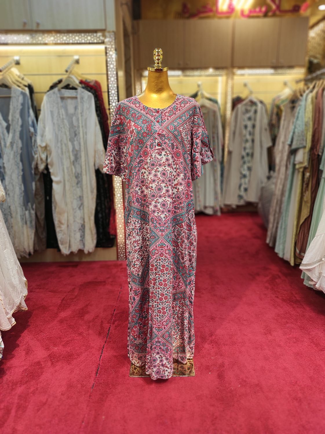L/XL Special Multi Printed Cotton Dress 57&quot; Long Jalabiya