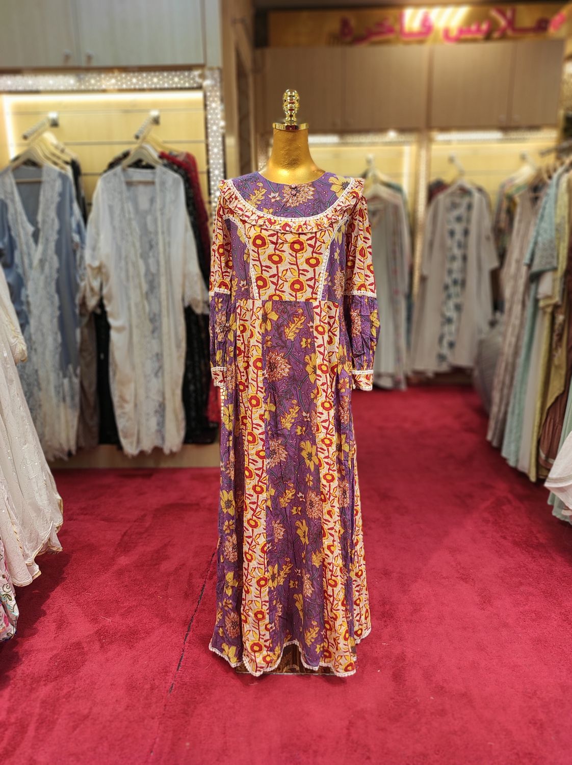 S/M Special Multi Printed Cotton Dress 57&quot; Long Jalabiya