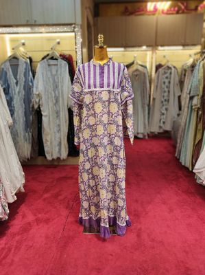L/XL Narina Printed Cotton Dress 57&quot; Long Jalabiya