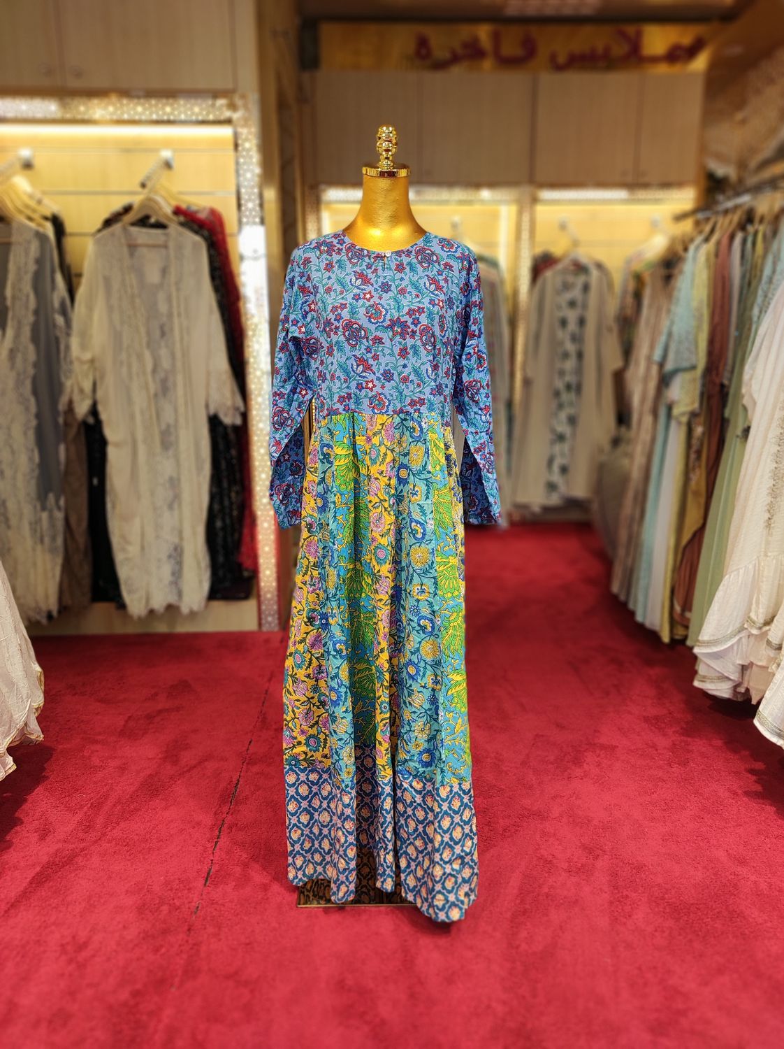 L/XL Special Multi Printed Cotton Dress 57&quot; Long Jalabiya
