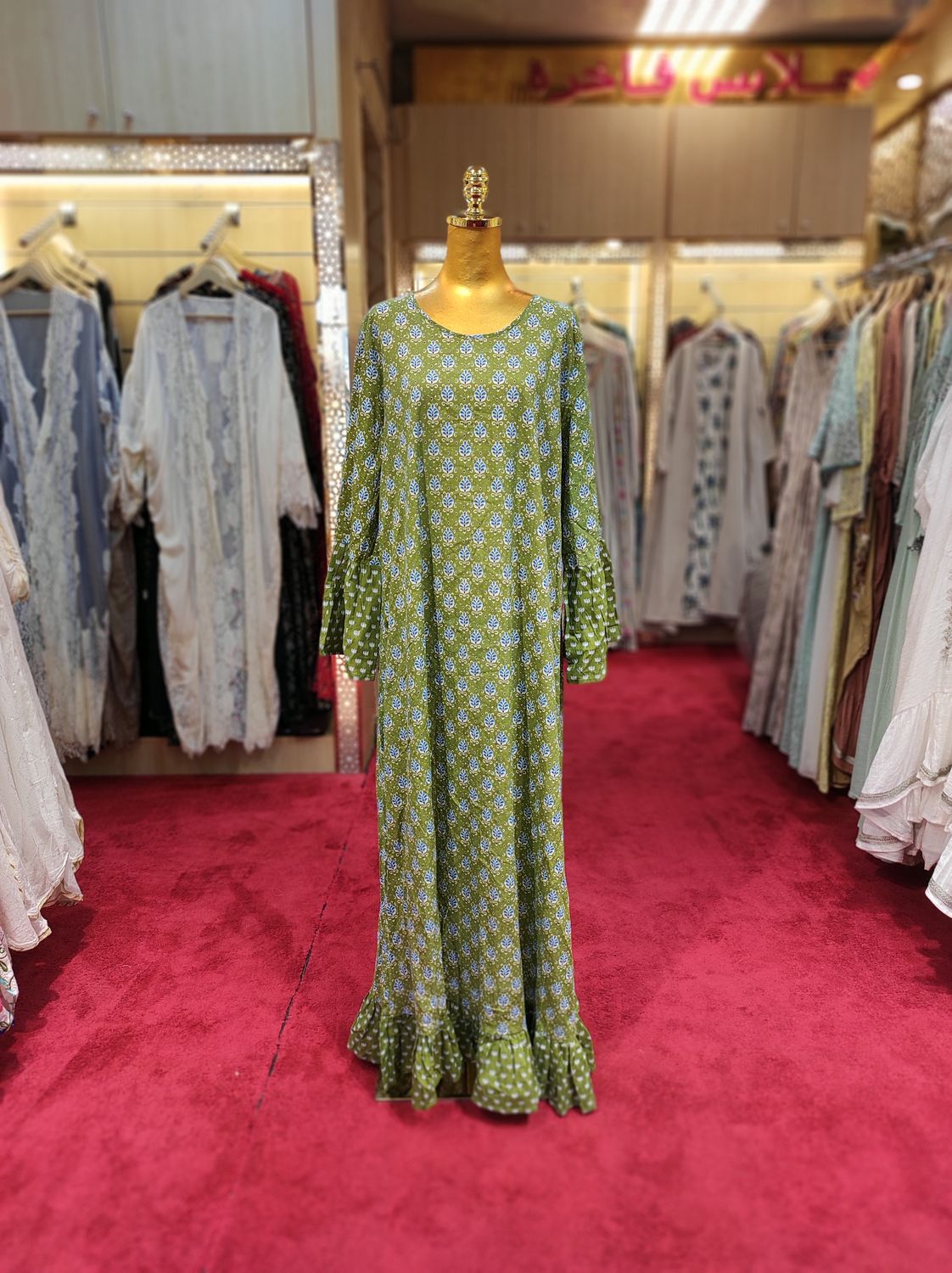 2XL/3XL Special Printed Cotton Dress 58&quot; Long Jalabiya