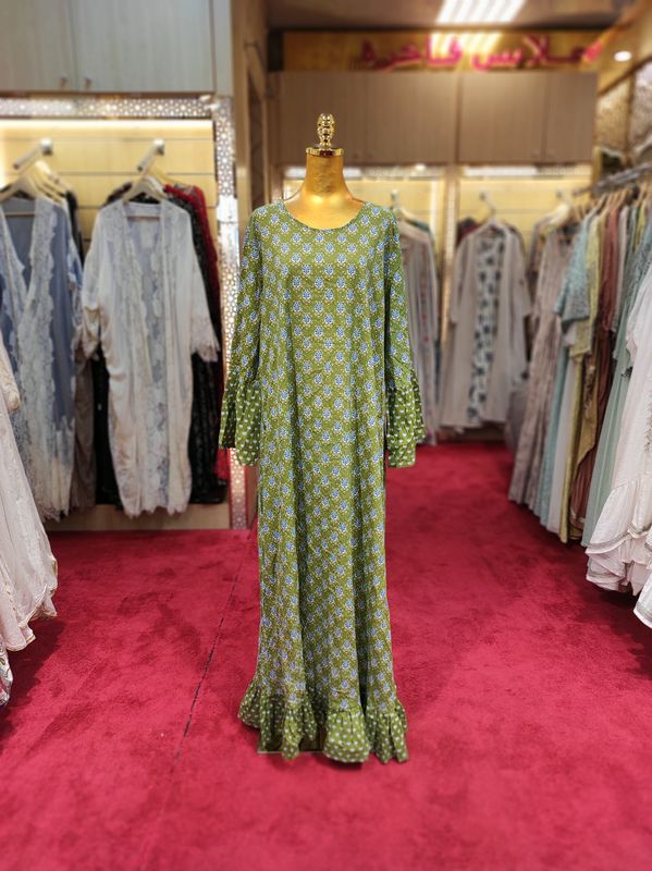 2XL/3XL Special Printed Cotton Dress 58&quot; Long Jalabiya
