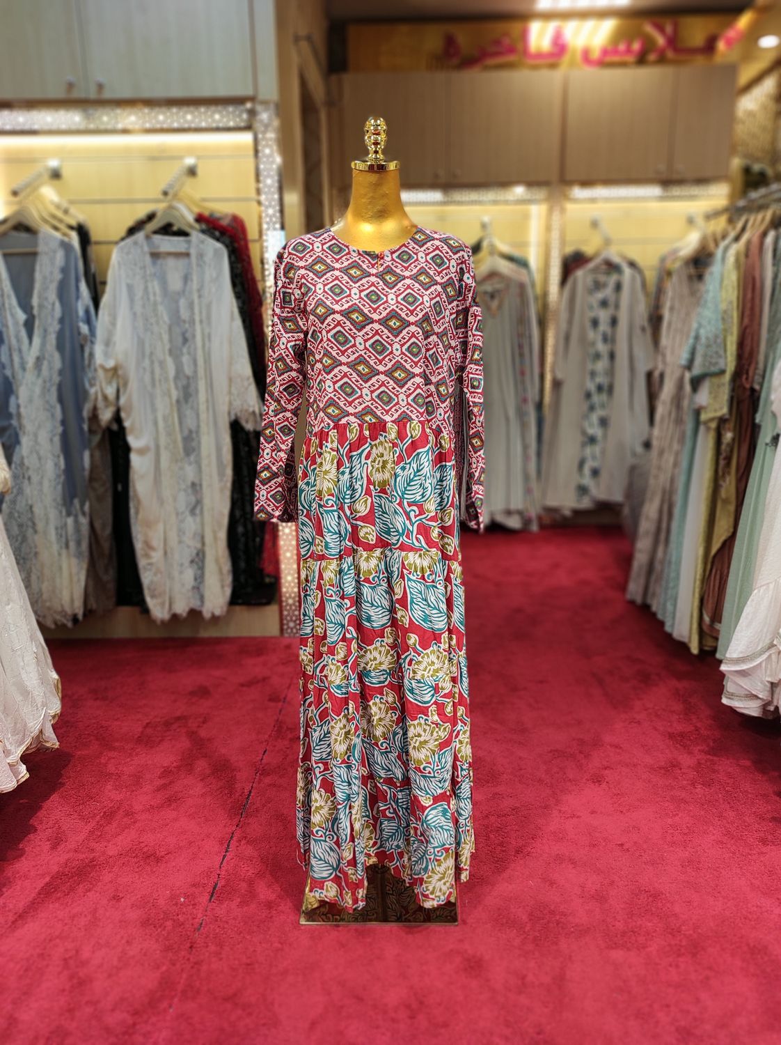 S/M Special Multi Printed Cotton Dress 57&quot; Long Jalabiya