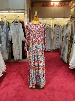 S/M Special Multi Printed Cotton Dress 57&quot; Long Jalabiya
