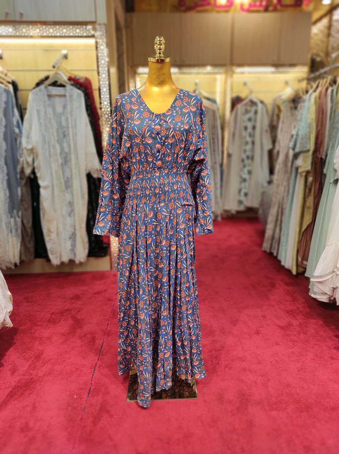 2XL/3XL Mawiya Printed Cotton Dress 57&quot; Long Jalabiya