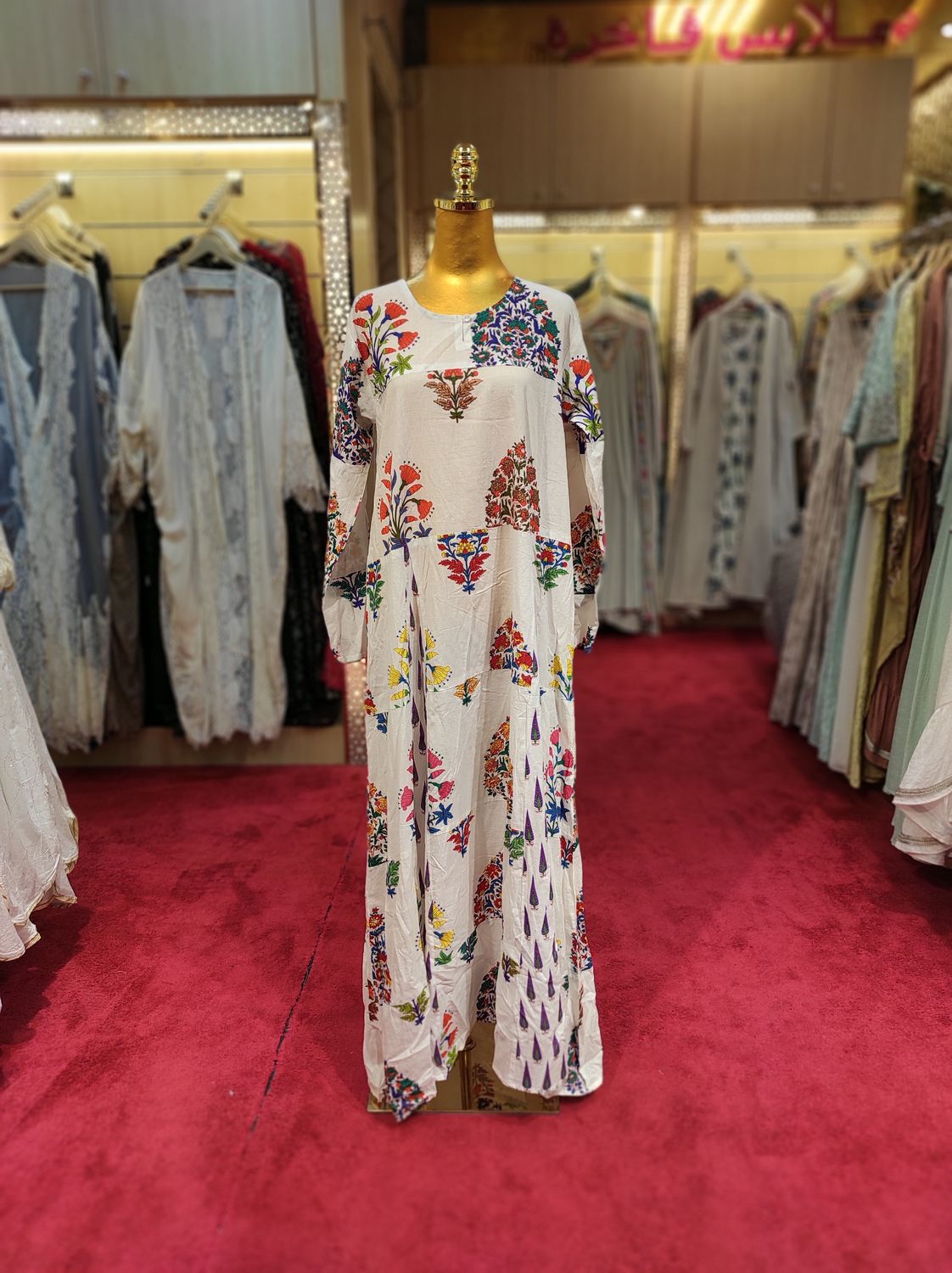 S/M Special Multi Printed Cotton Dress 57&quot; Long Jalabiya