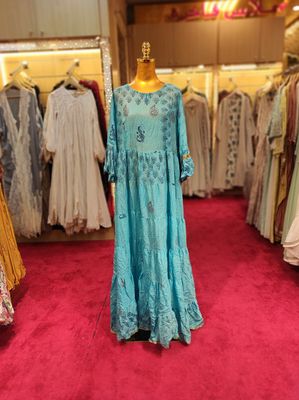 L/XL Juhi Chanderi Dress 57&quot; Long Jalabiya