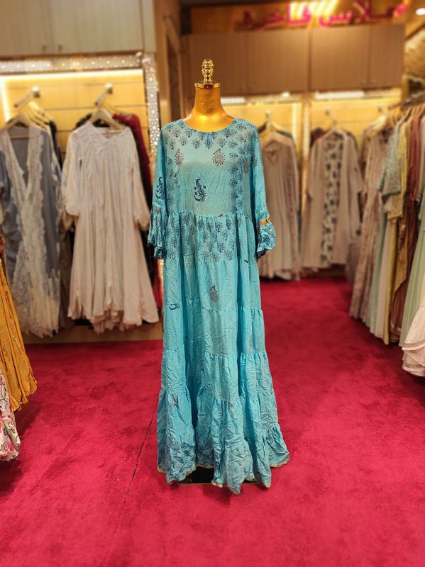 L/XL Juhi Chanderi Dress 57&quot; Long Jalabiya