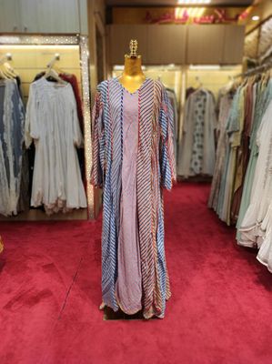 L/XL Meher Crystal  Multi Cotton Dress 57&quot; Long Jalabiya