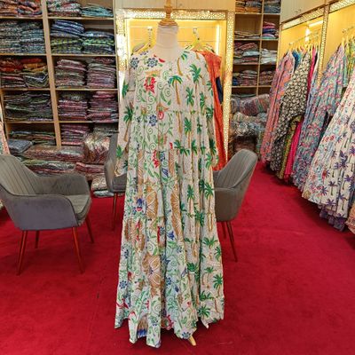 S/M AATIRA Crystal printed cotton dress 57&quot; long jalabiya