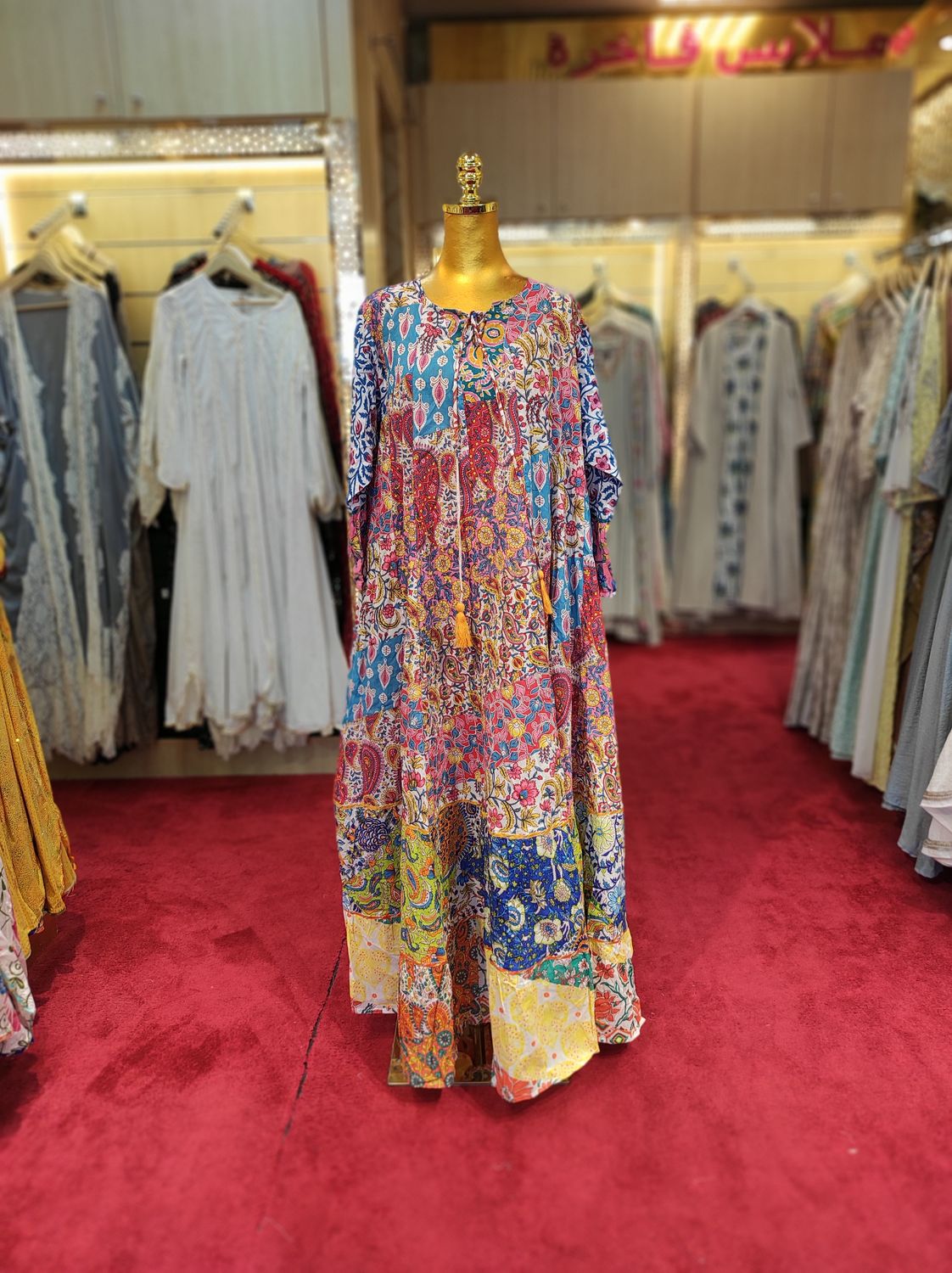 2XL/3XL Sadia Printed Cotton Dress 57&quot; Long Jalabiya