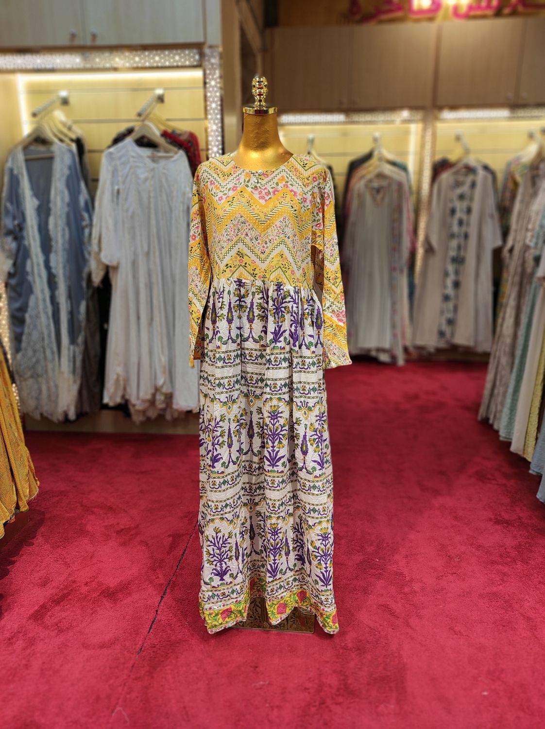 S/M Special Multi Printed Cotton Dress 57&quot; Long Jalabiya