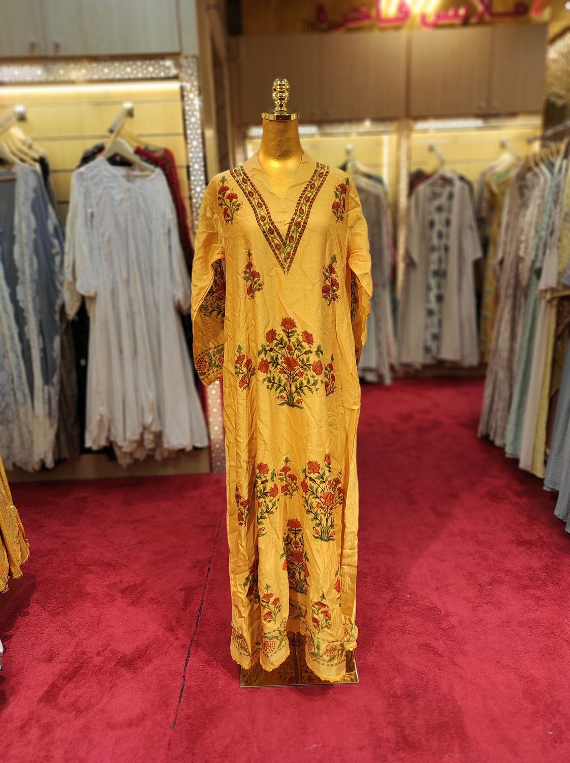 S/M Teena Chanderi Printed Cotton Dress 56&quot; Long Jalabiya